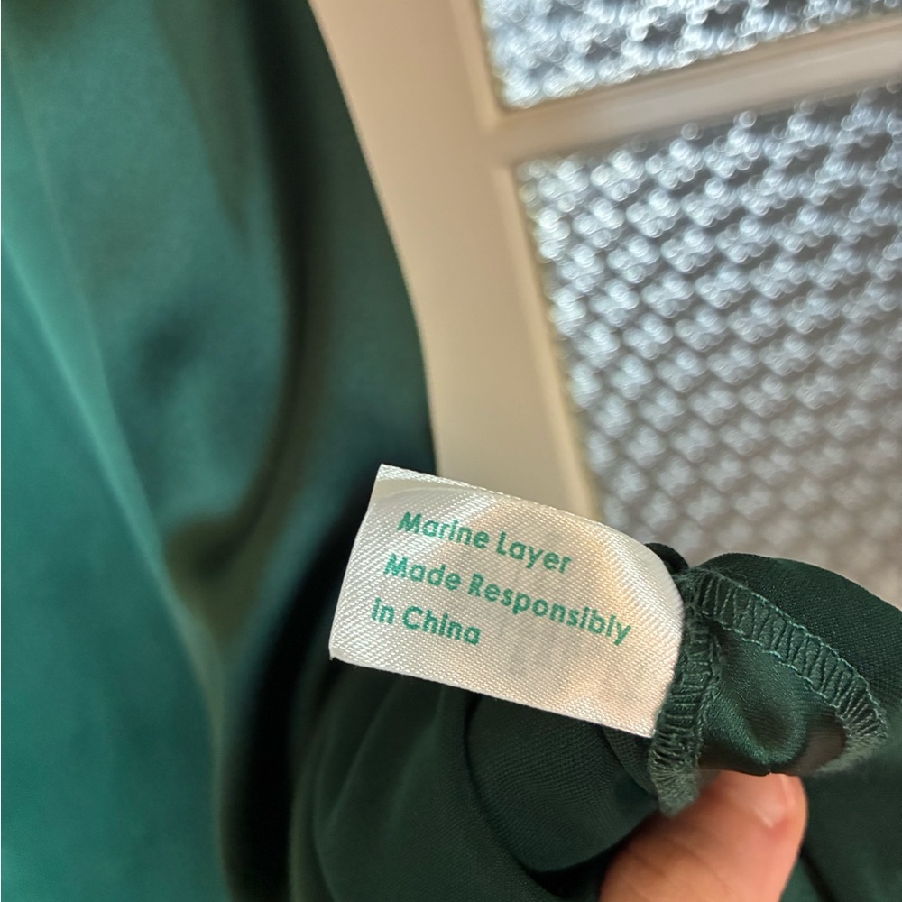 Marine Layer Dark Green Satin Slip Dress - Picture 6 of 9